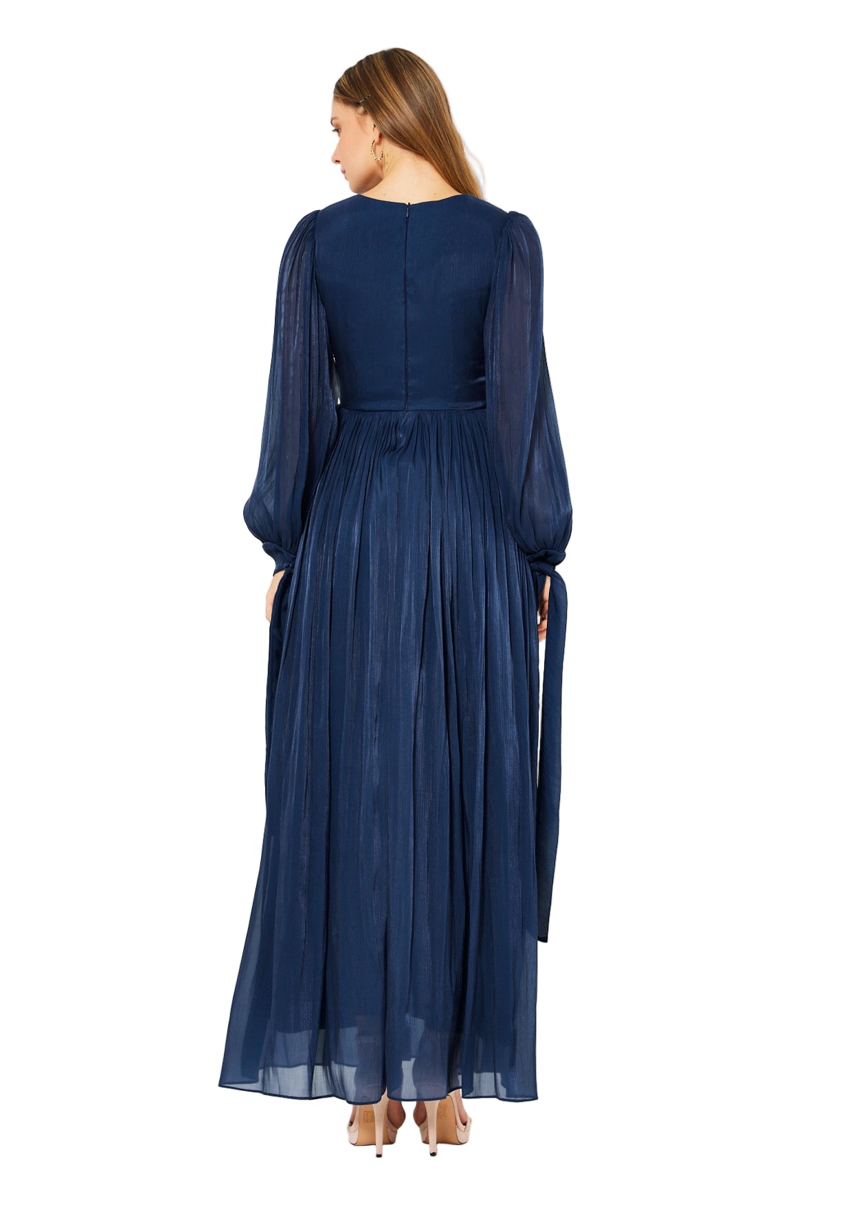 Wrap-Style Draped Embellished Gown In Soft Organza