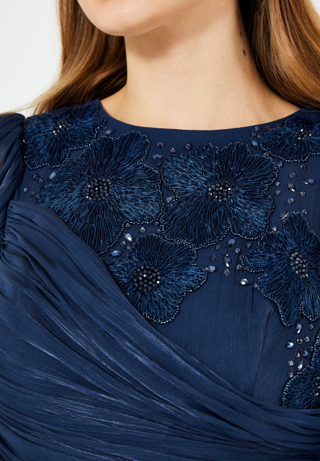 Wrap-Style Draped Embellished Gown In Soft Organza