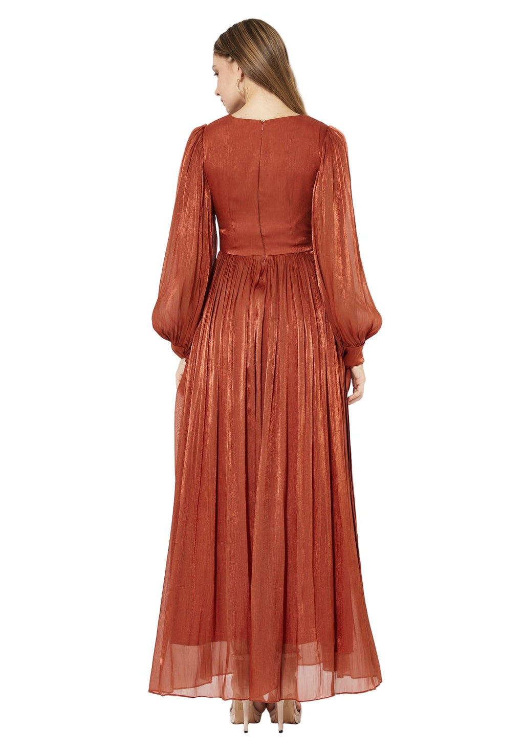 Wrap-Style Draped Embellished Gown In Soft Organza