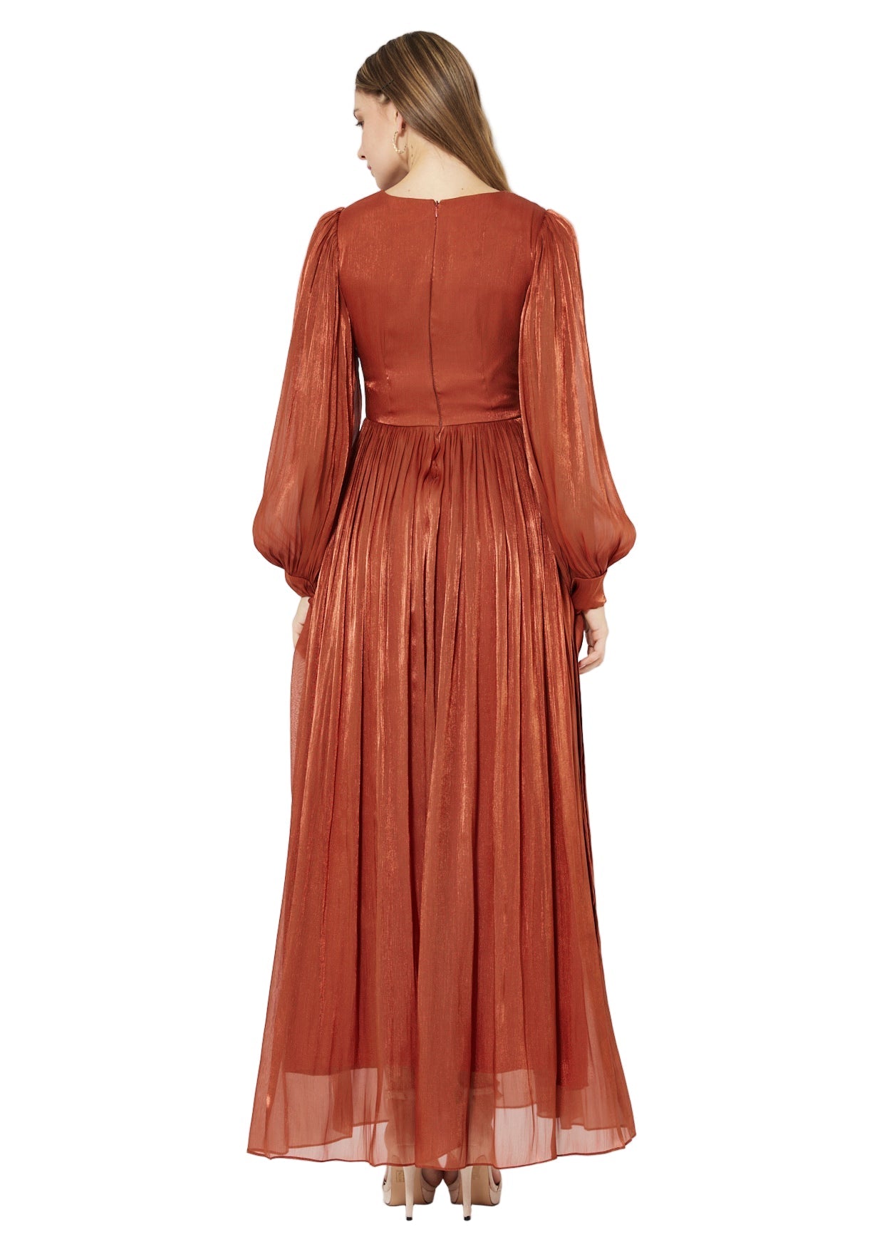 Wrap-Style Draped Embellished Gown In Soft Organza