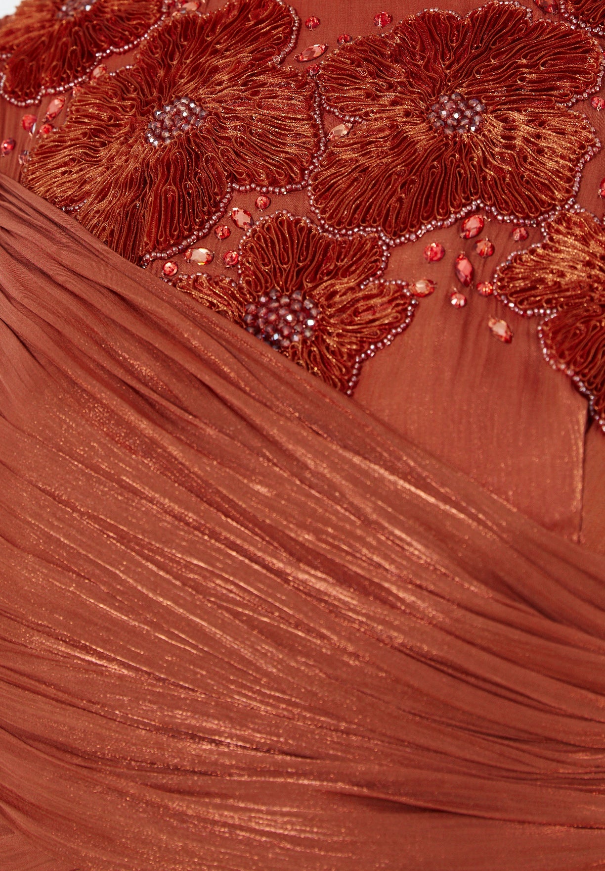 Wrap-Style Draped Embellished Gown In Soft Organza