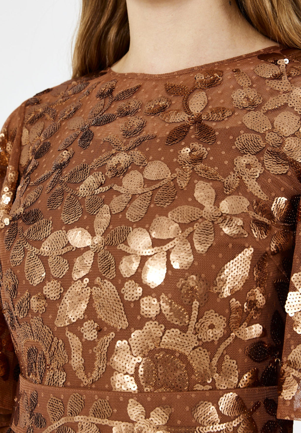 Radiance Sequin Evening Gown with Dot Tulle