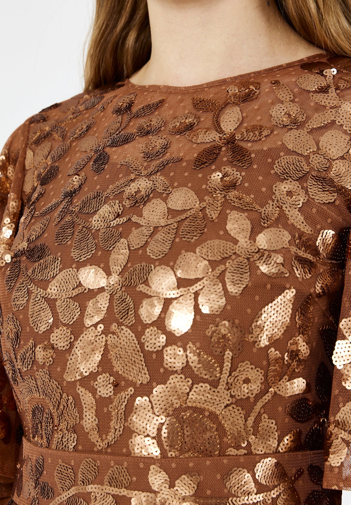 Radiance Sequin Evening Gown with Dot Tulle