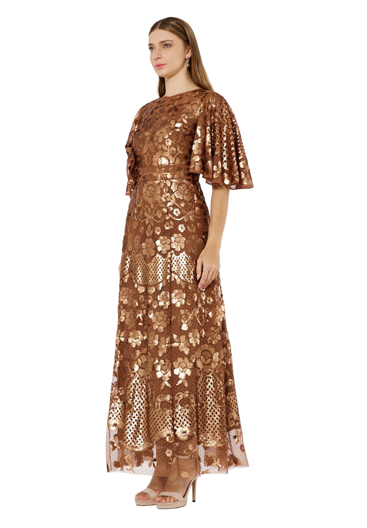 Radiance Sequin Evening Gown with Dot Tulle