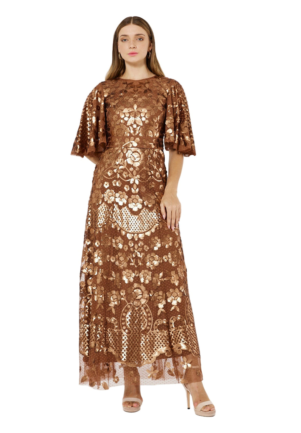 Radiance Sequin Evening Gown with Dot Tulle