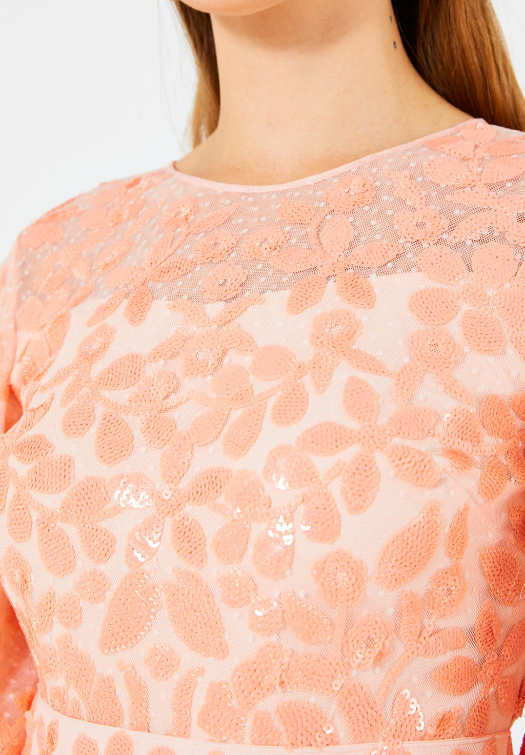 Radiance Sequin Evening Gown with Dot Tulle