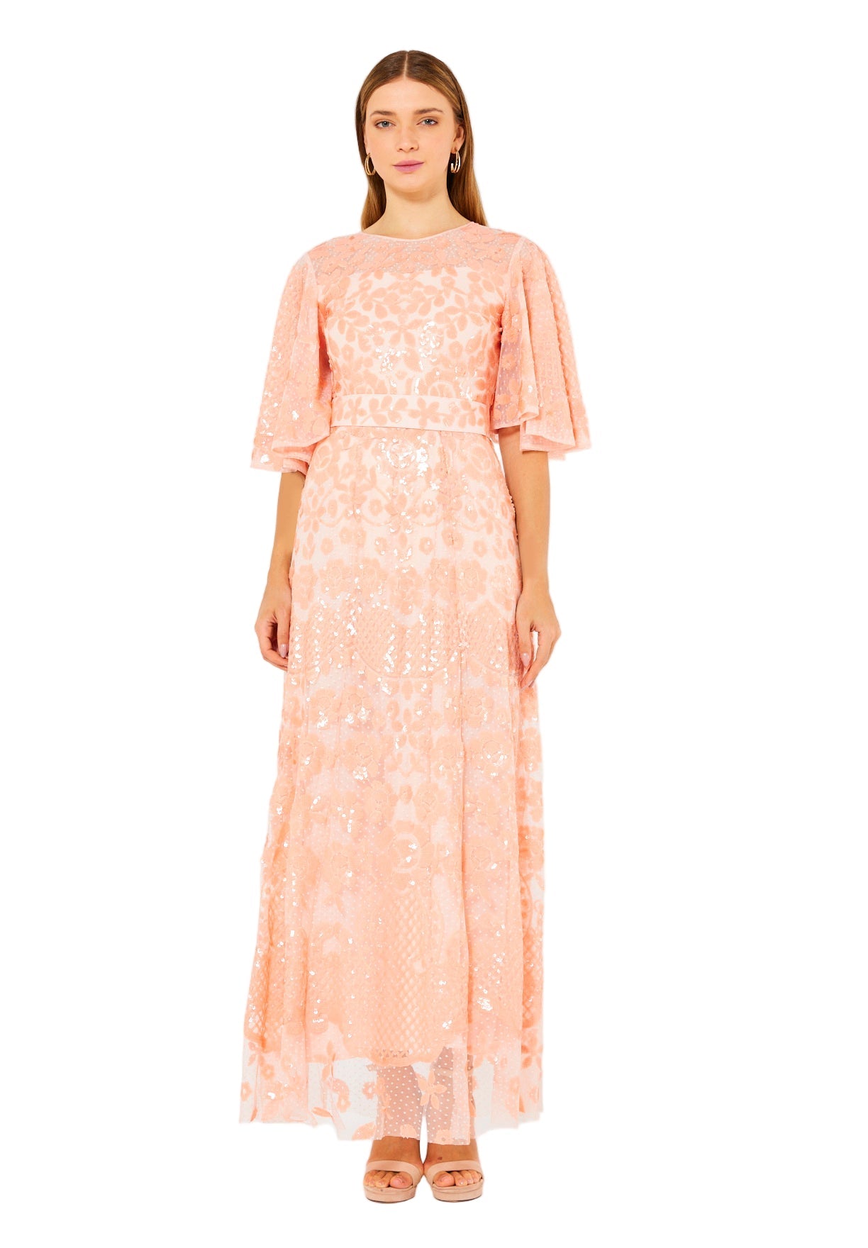 Radiance Sequin Evening Gown with Dot Tulle