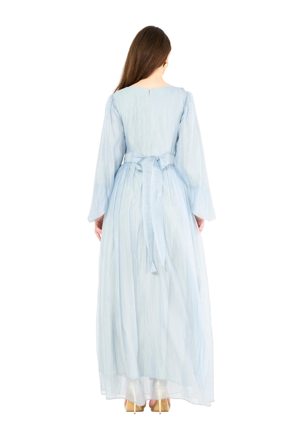 Ethereal Hand-Pleated Flowy Dress with Embellishments