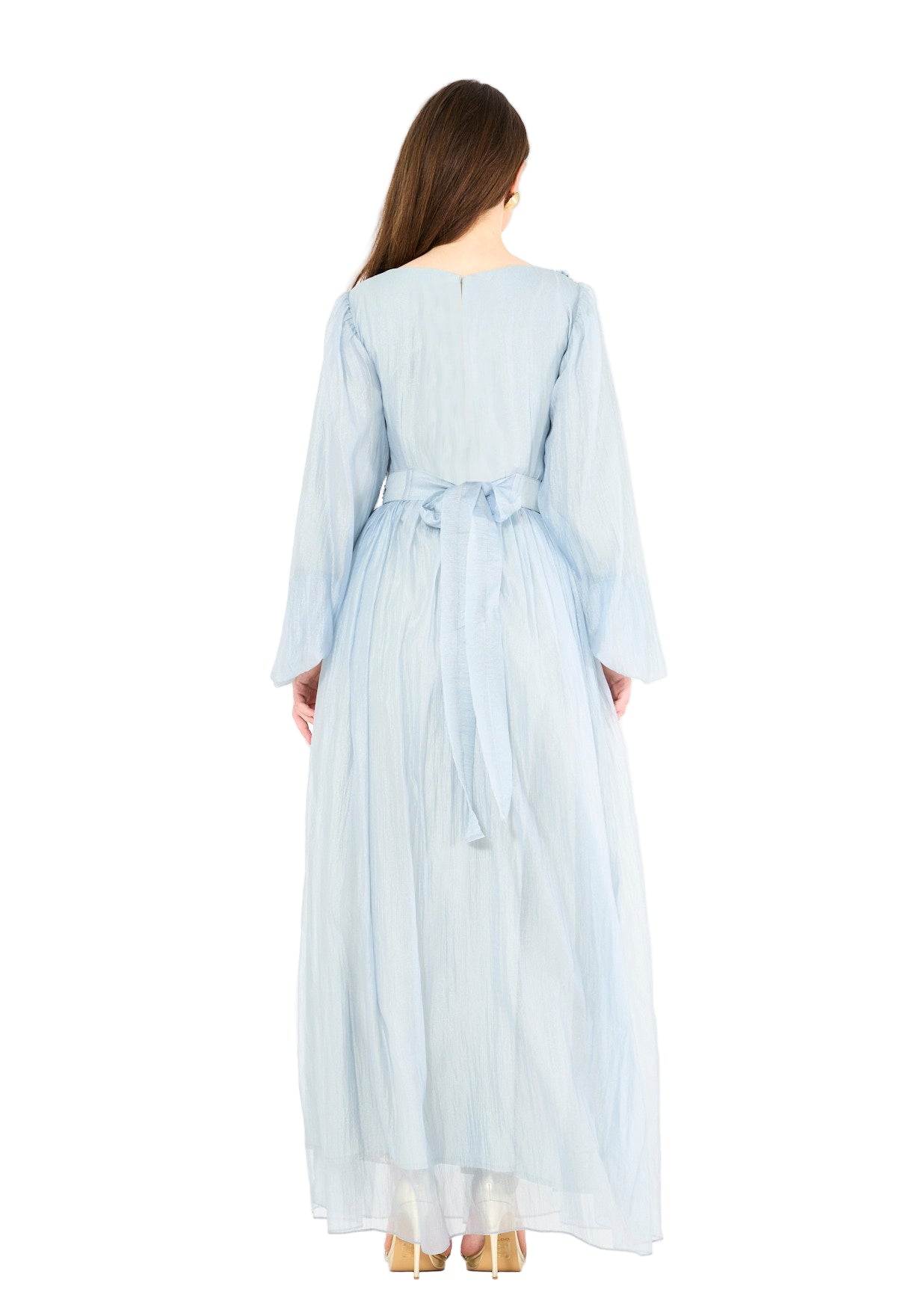 Ethereal Hand-Pleated Flowy Dress with Embellishments