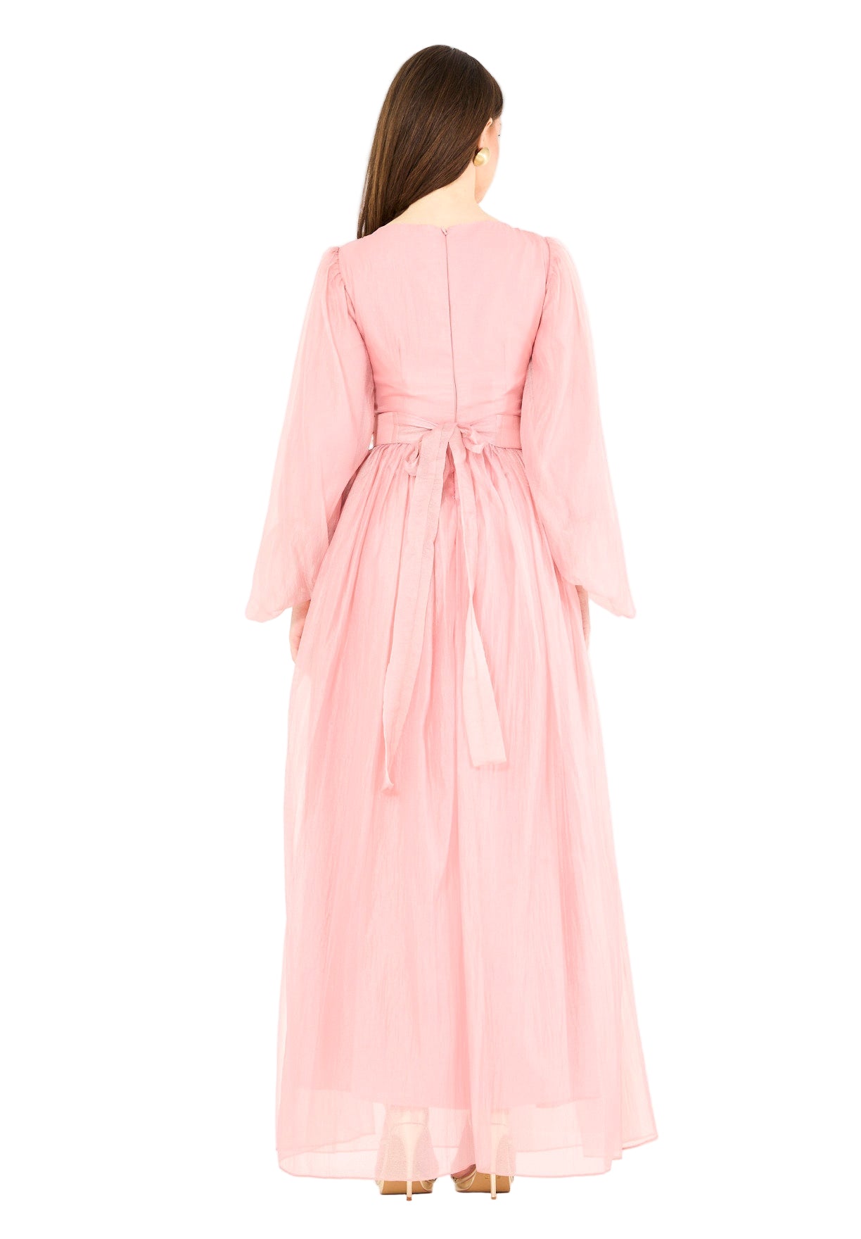 Ethereal Hand-Pleated Flowy Dress with Embellishments