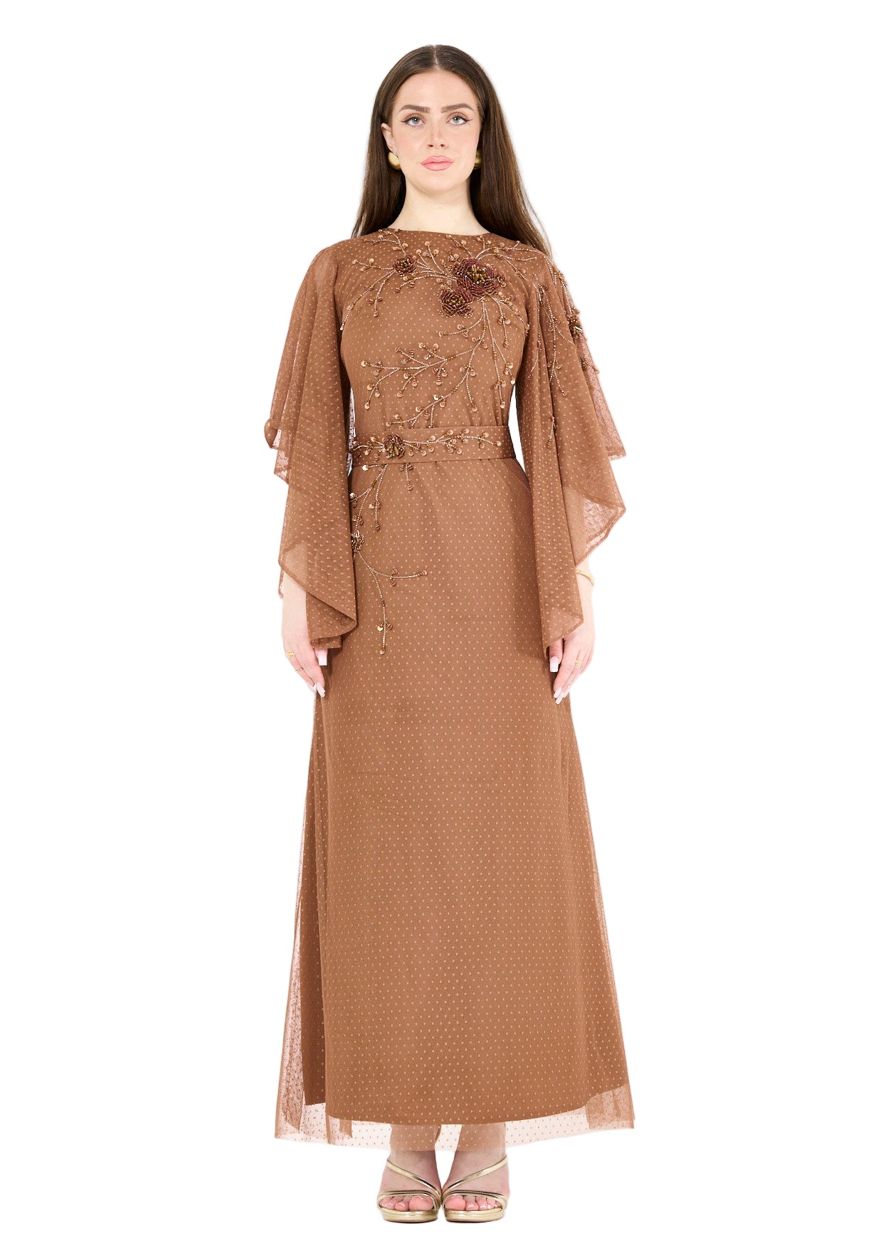 Abstract Floral Motifs Embellished Gown