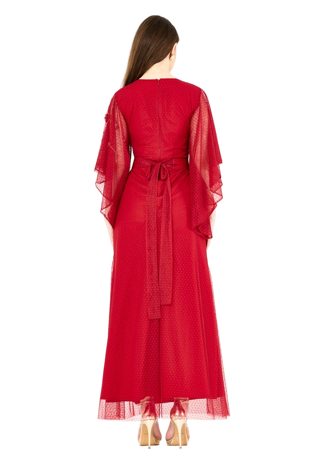 Abstract Floral Motifs Embellished Gown