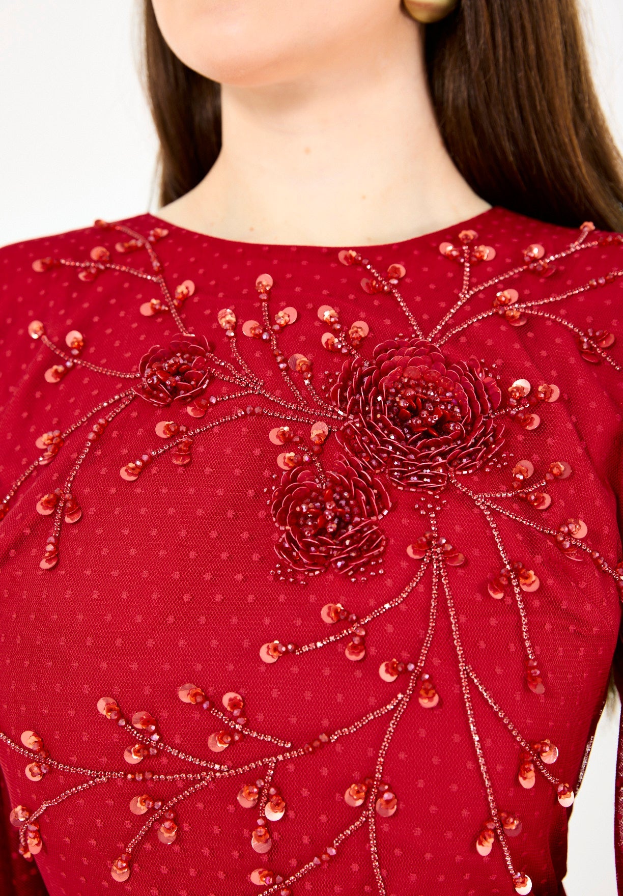 Abstract Floral Motifs Embellished Gown