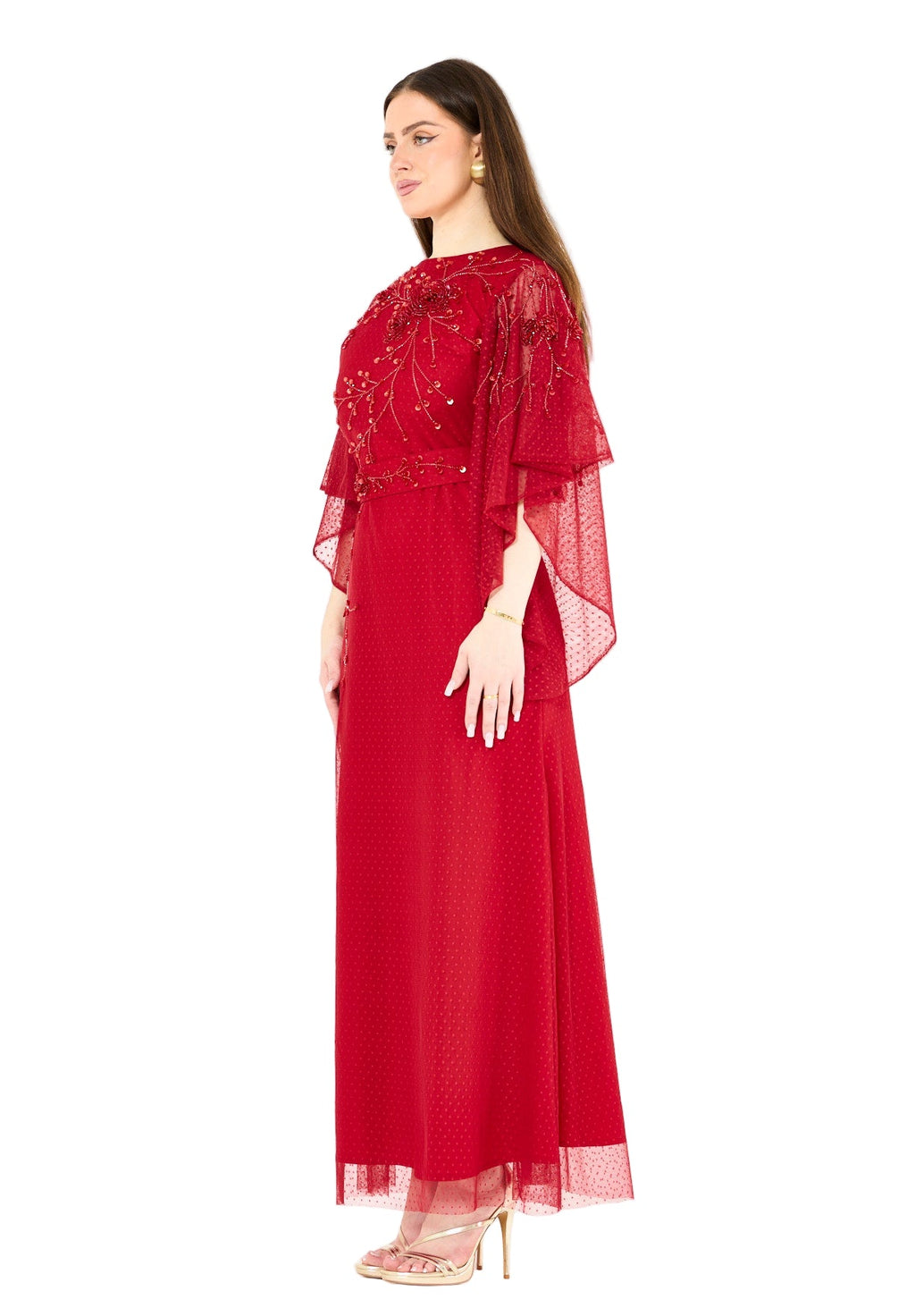 Abstract Floral Motifs Embellished Gown