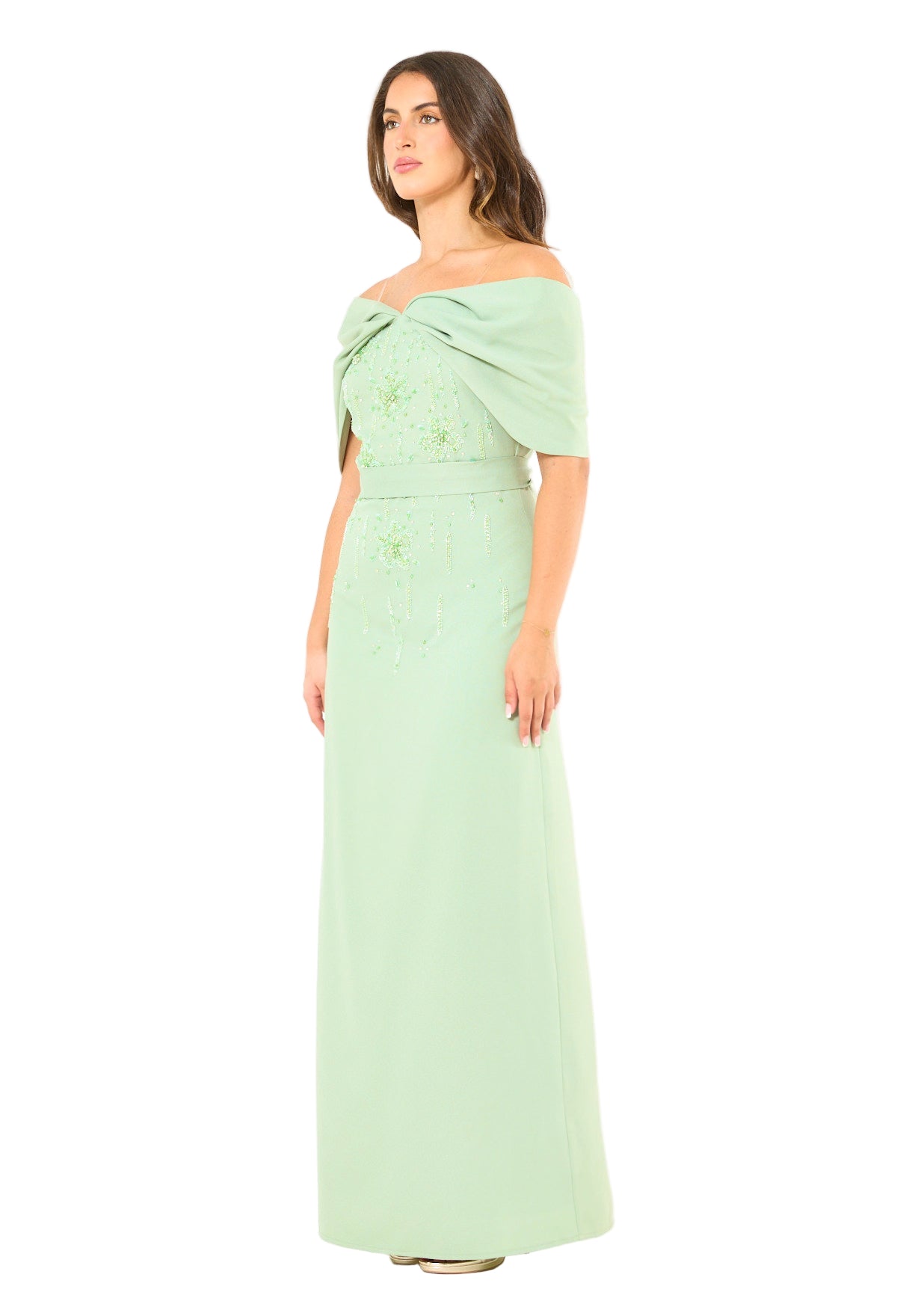 Radiant Poise Off-Shoulder Gown