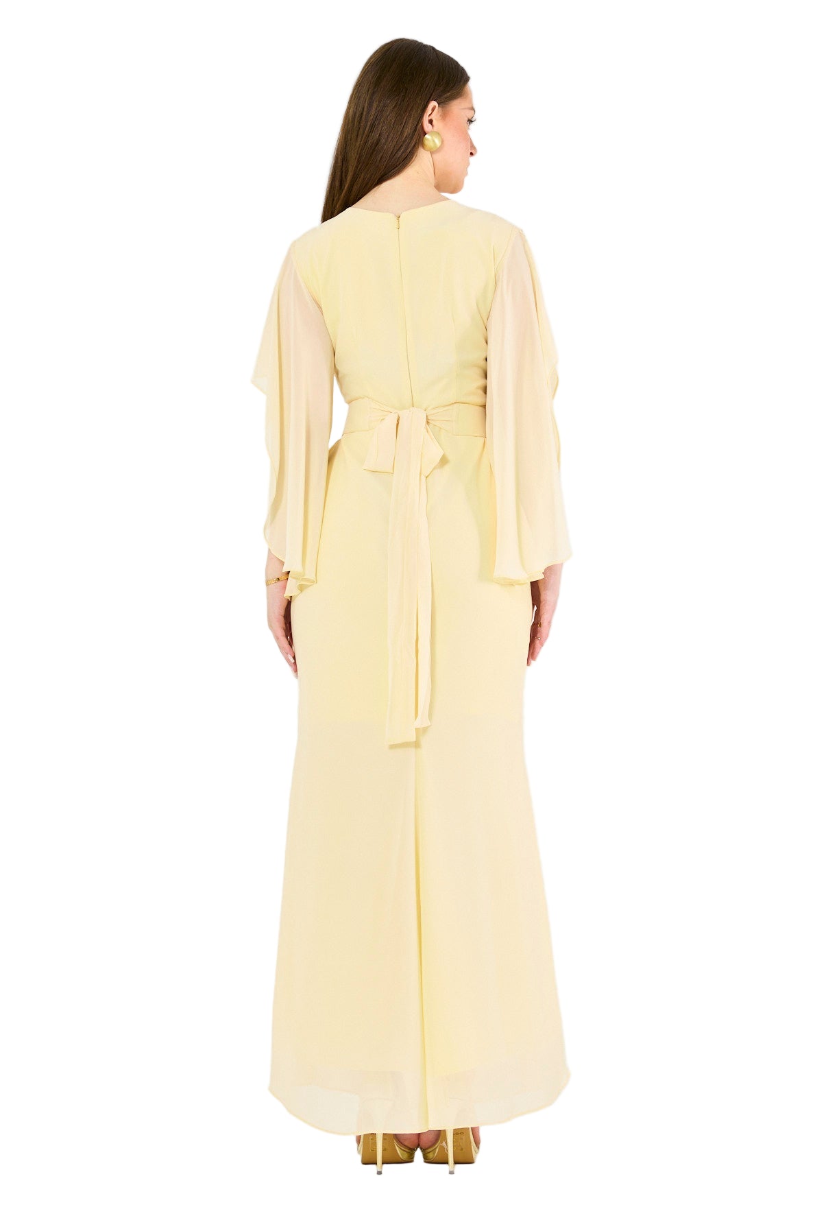 Elegant Draped Gown with Embellished Details