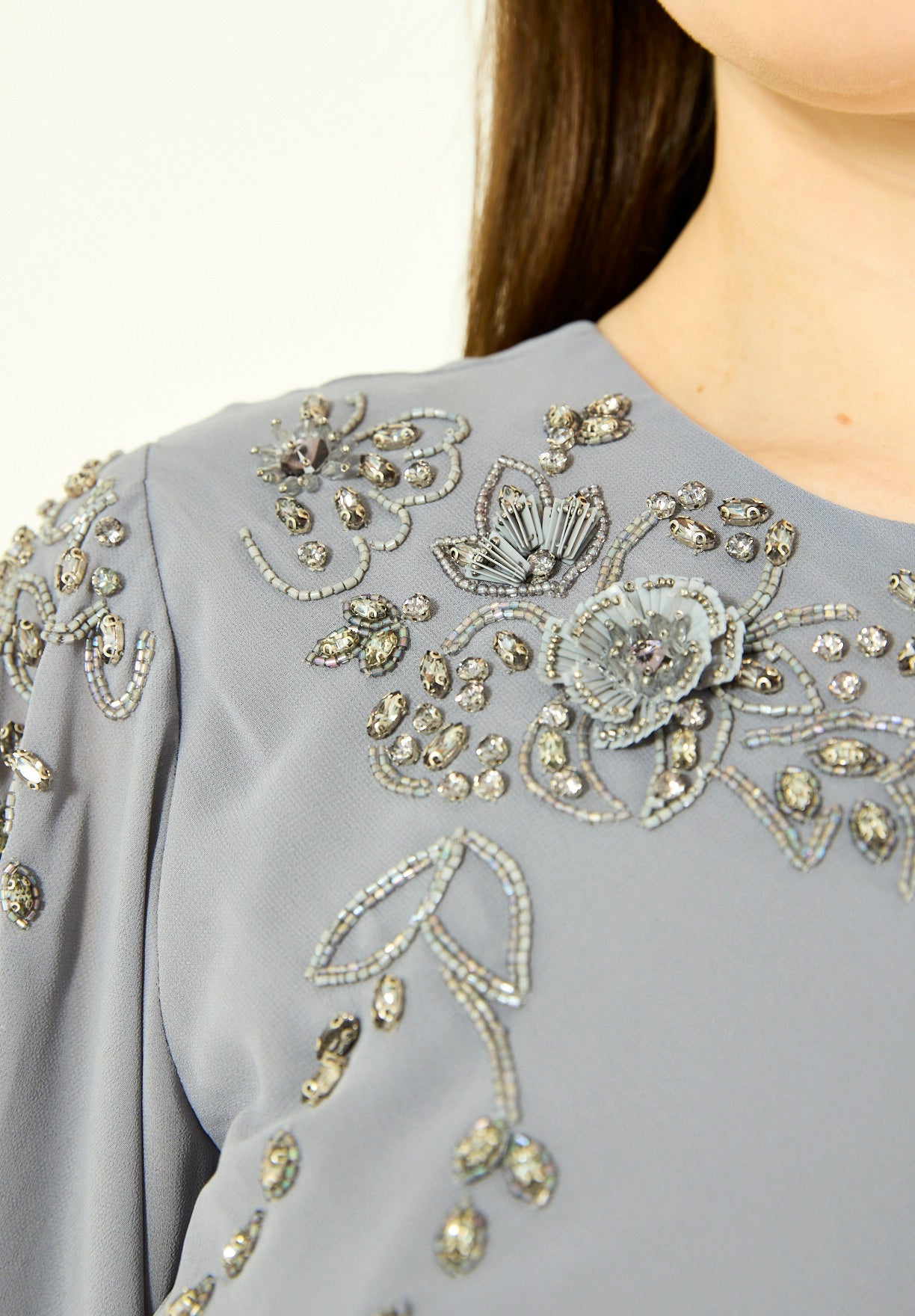 Elegant Draped Gown with Embellished Details