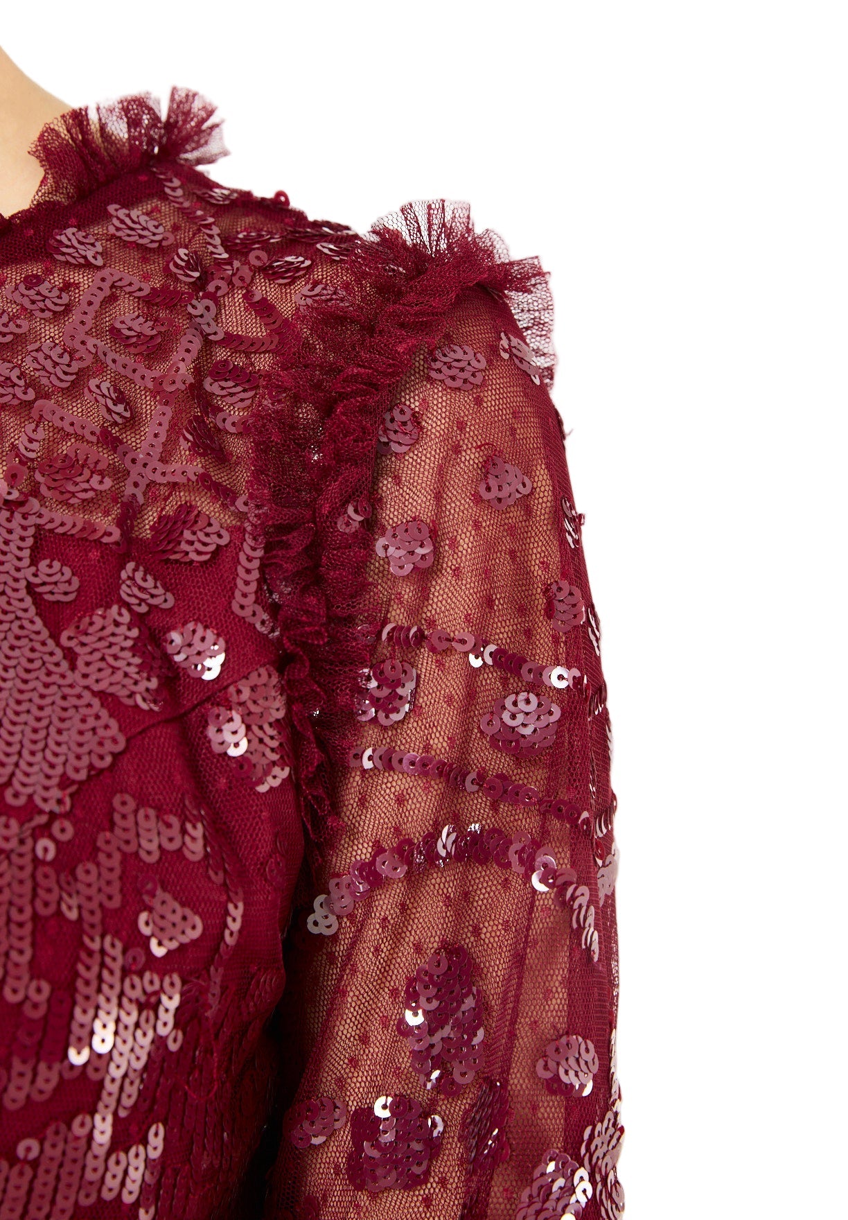 Sequin Embellished Dotted Tulle Gown