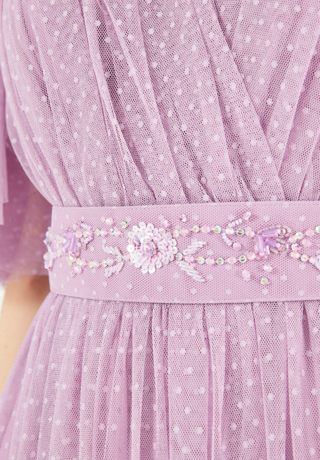 Textured Tulle Gown with Embroidered Accents