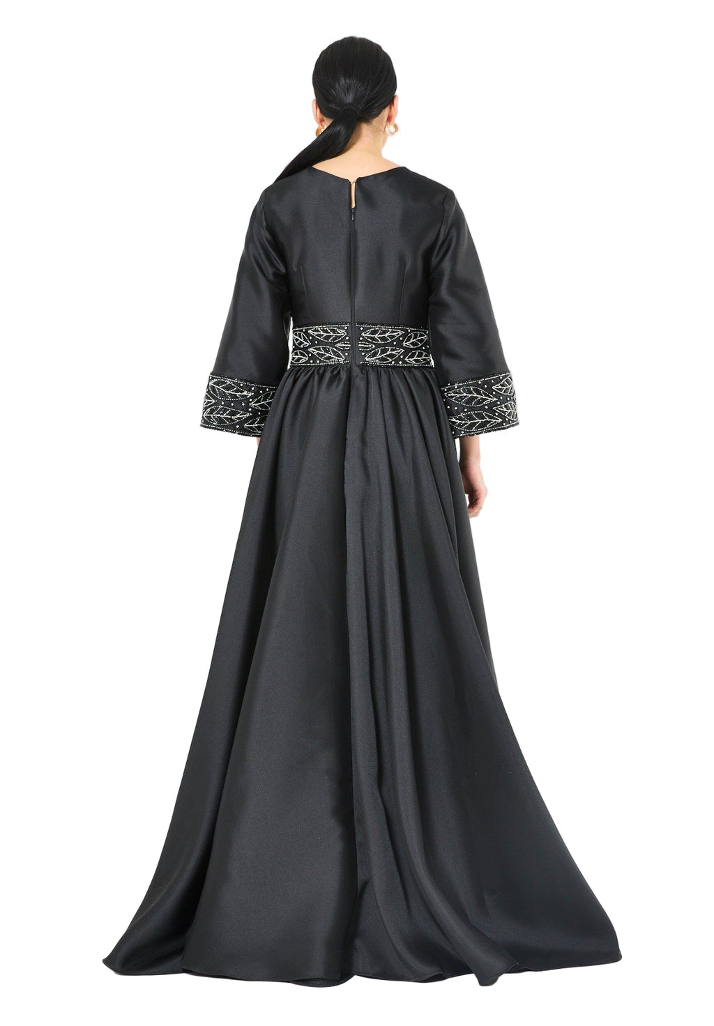 Embroidered Maxi Dress with Wide Sleeves