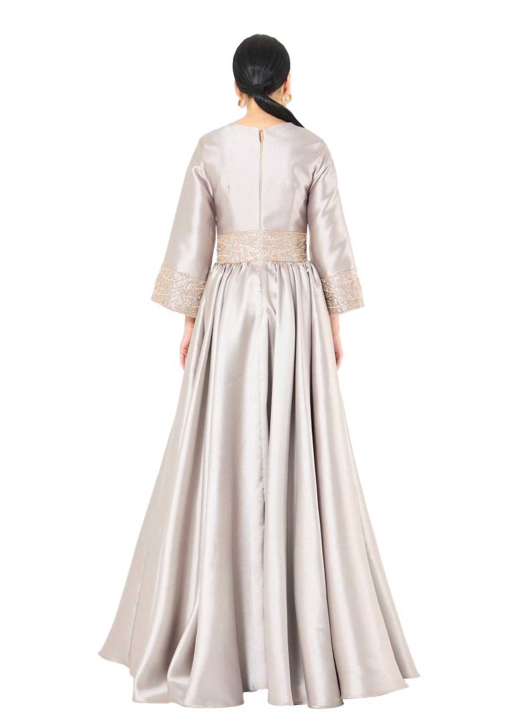 Embroidered Maxi Dress with Wide Sleeves