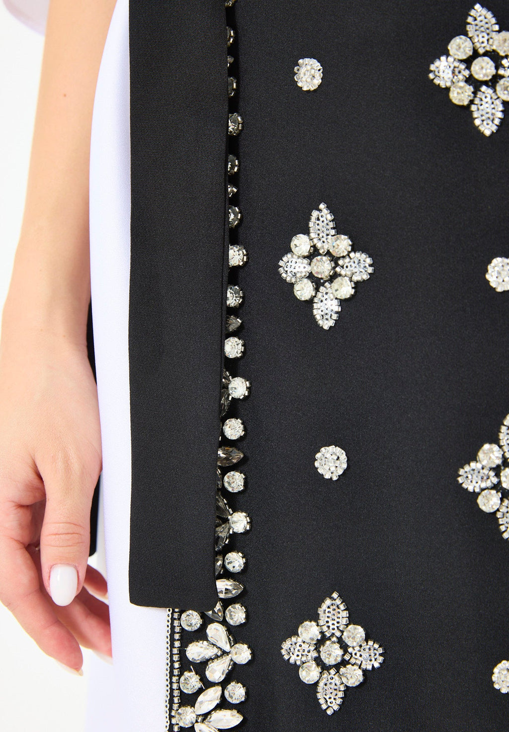 Statement Kaftan Dress with Embellished Overlay Skirt