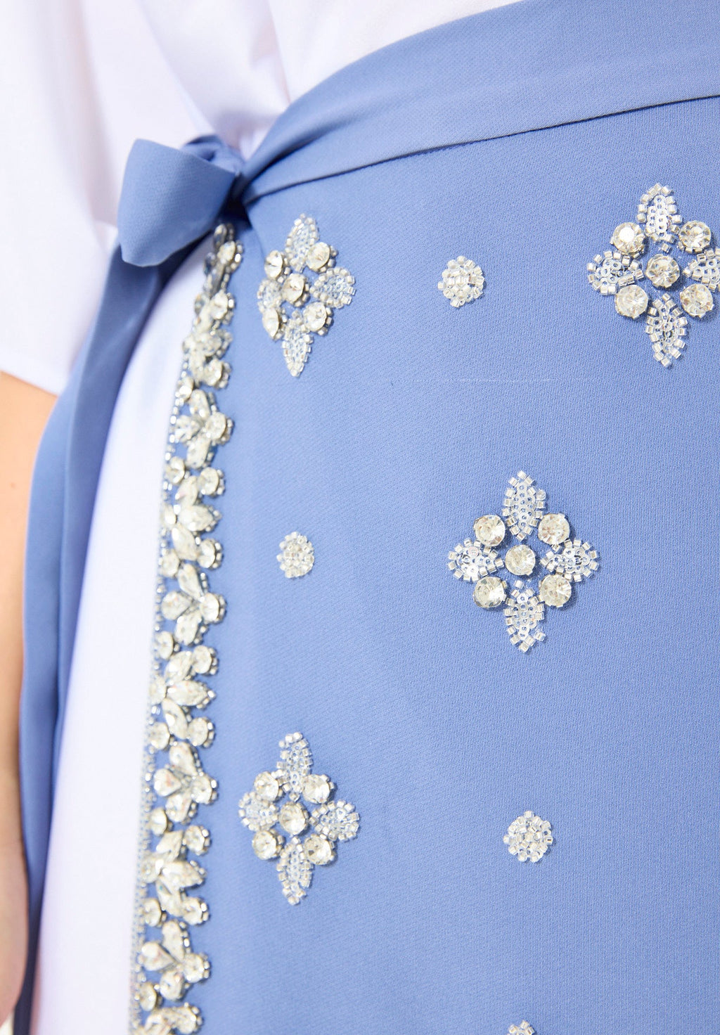 Statement Kaftan Dress with Embellished Overlay Skirt