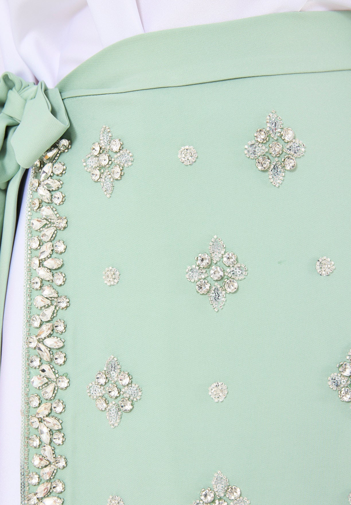 Statement Kaftan Dress with Embellished Overlay Skirt