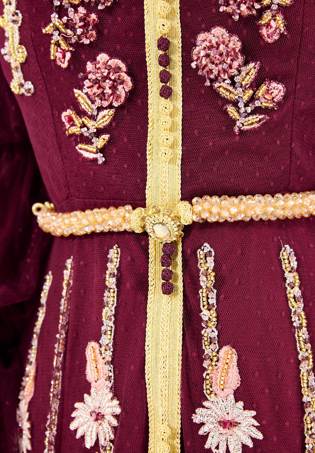 Embroidered Accents Gown with Layered Sleeves