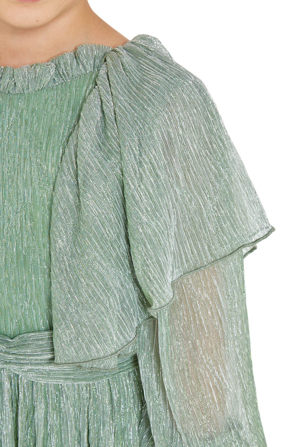 Metallic Meadow Pleated Dress