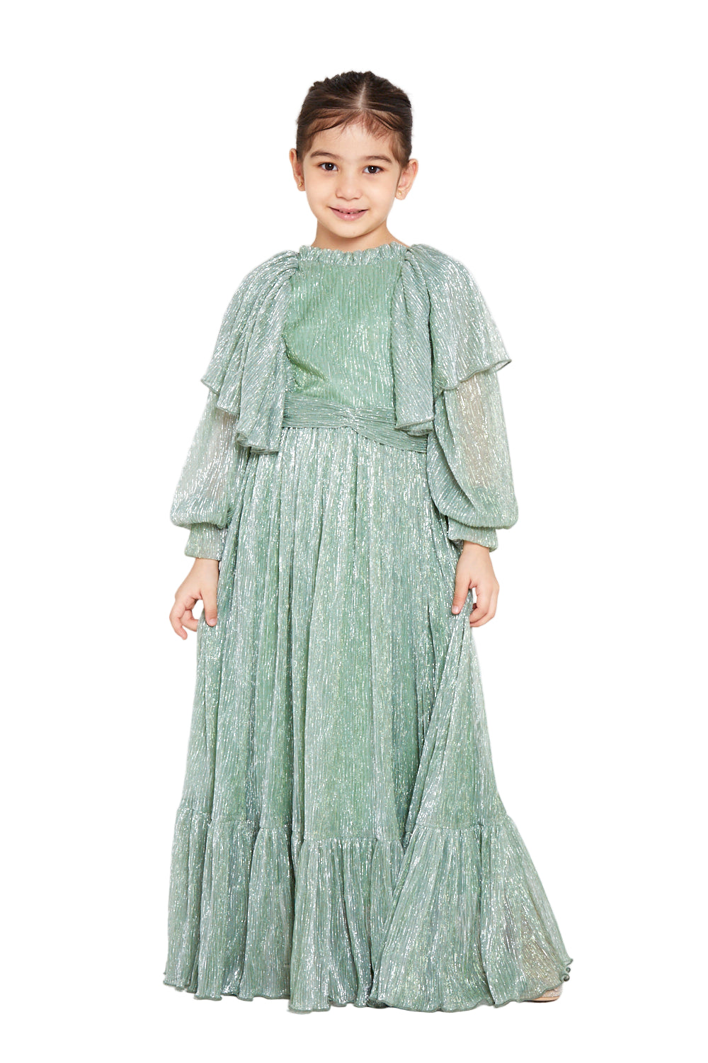 Metallic Meadow Pleated Dress