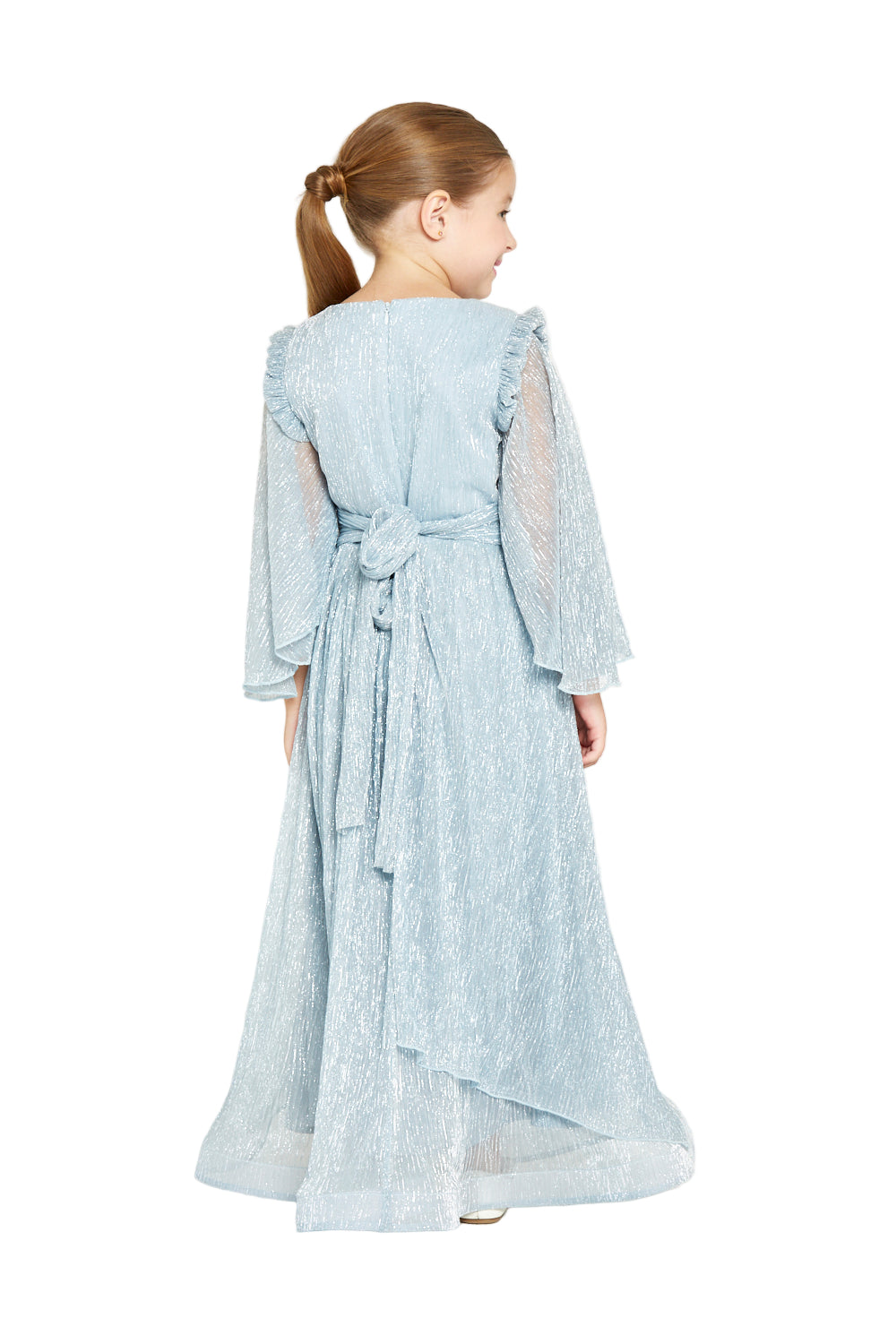 Shimmer Glow Pleated Metallic Gown