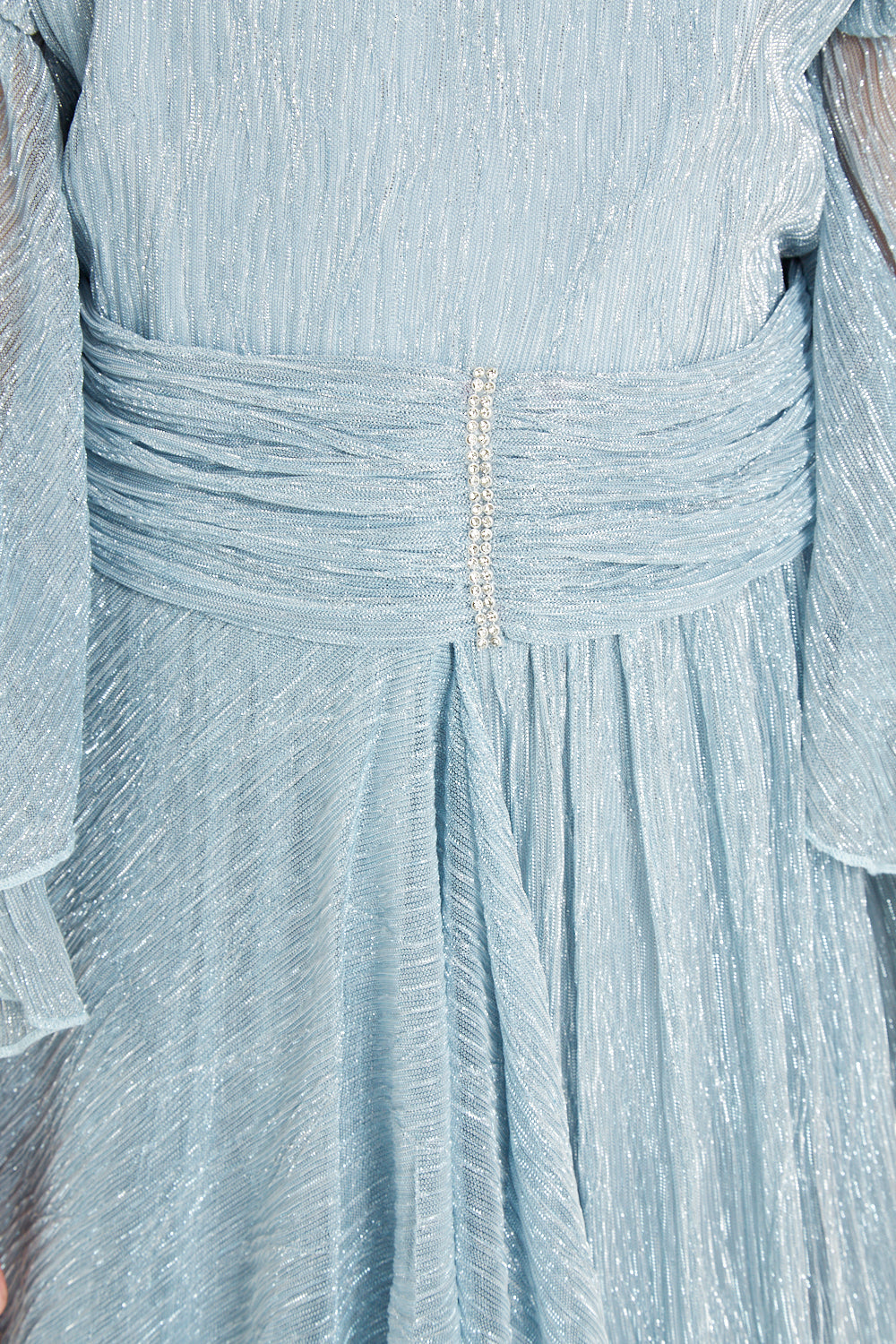 Shimmer Glow Pleated Metallic Gown