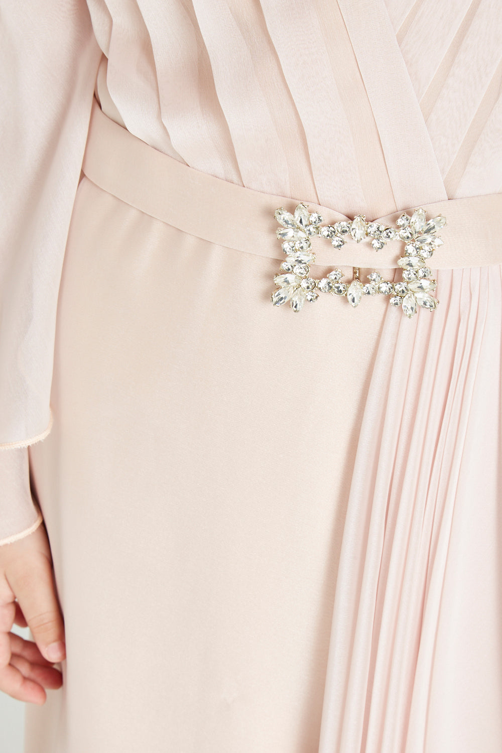 Crystal Buckle Pleated Gown