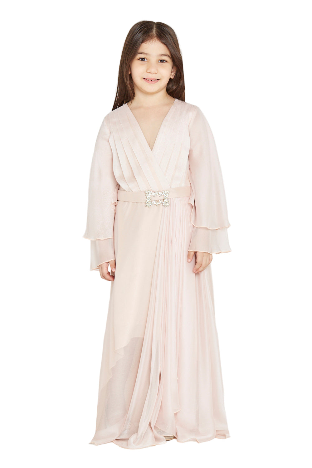 Crystal Buckle Pleated Gown