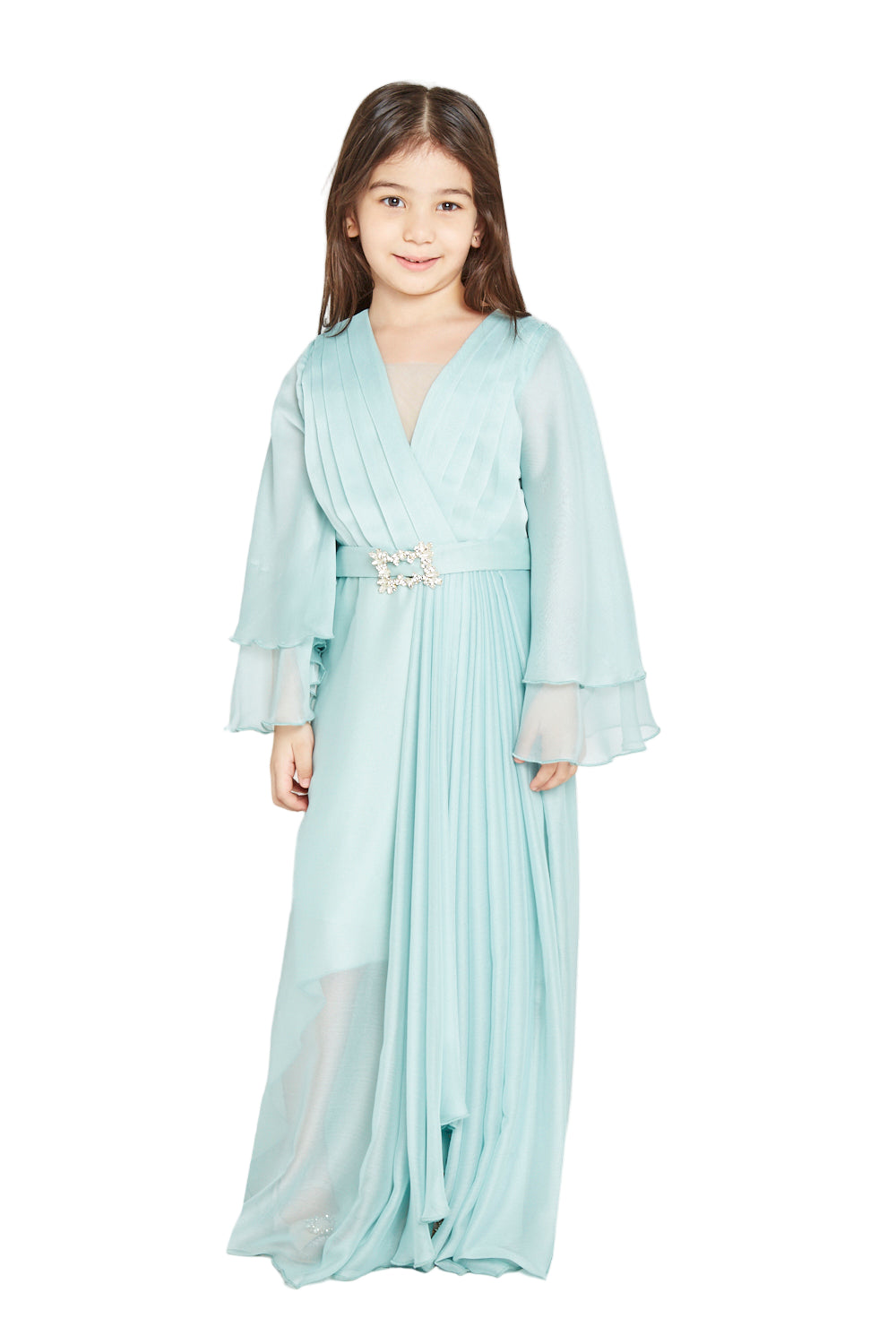 Crystal Buckle Pleated Gown