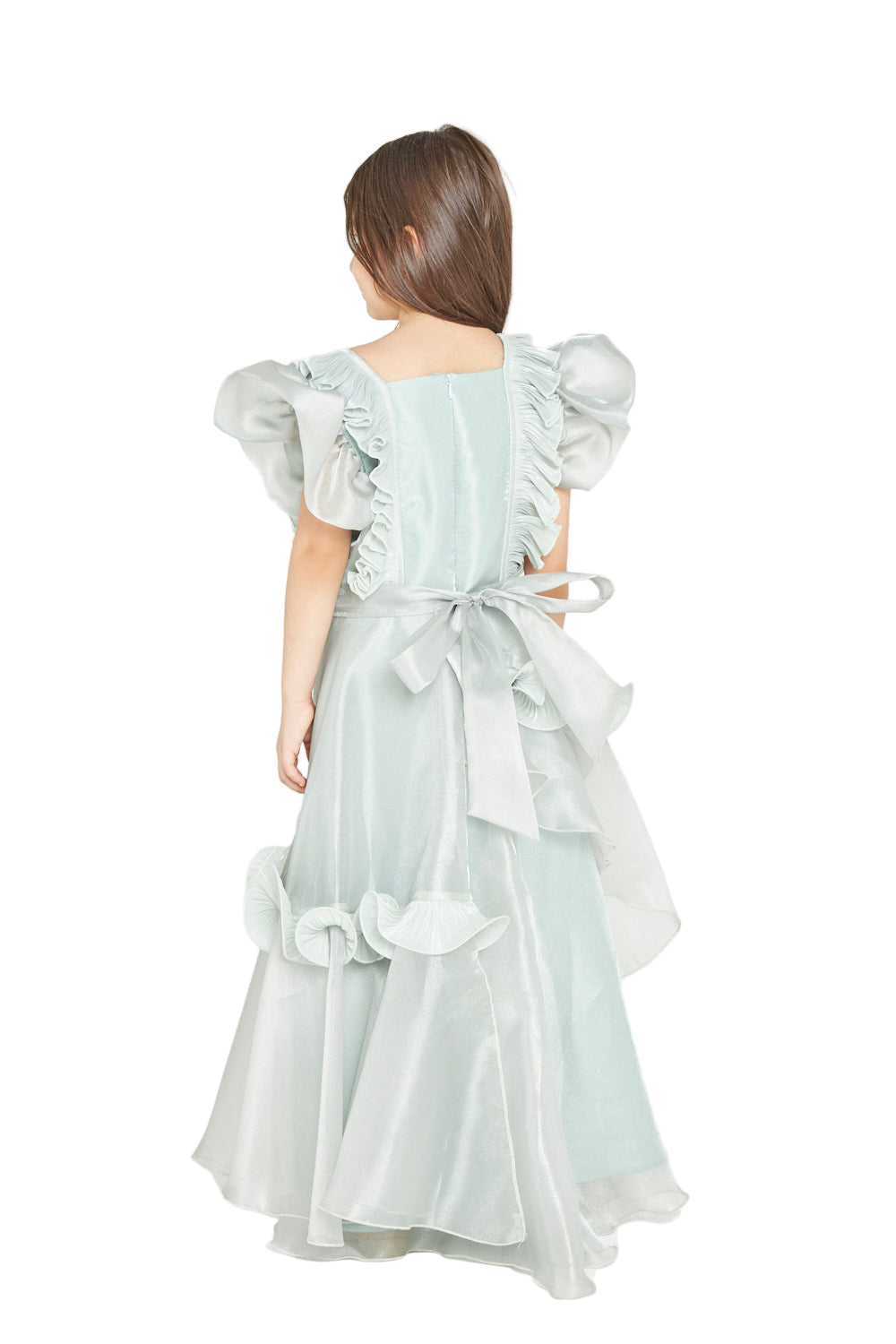 Radiant Crystal Buckle Ruffle Gown