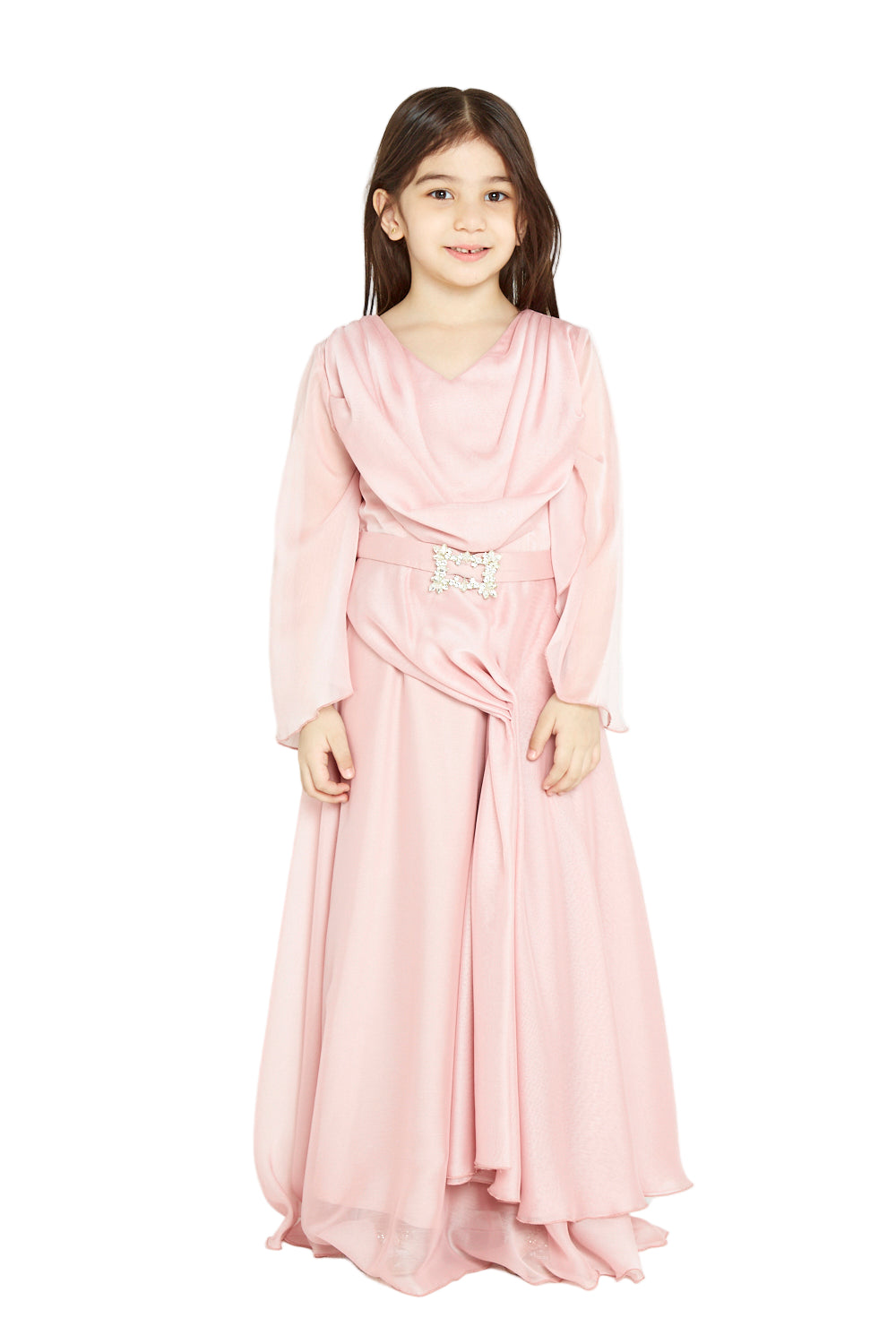 Blush Draped Glow Gown