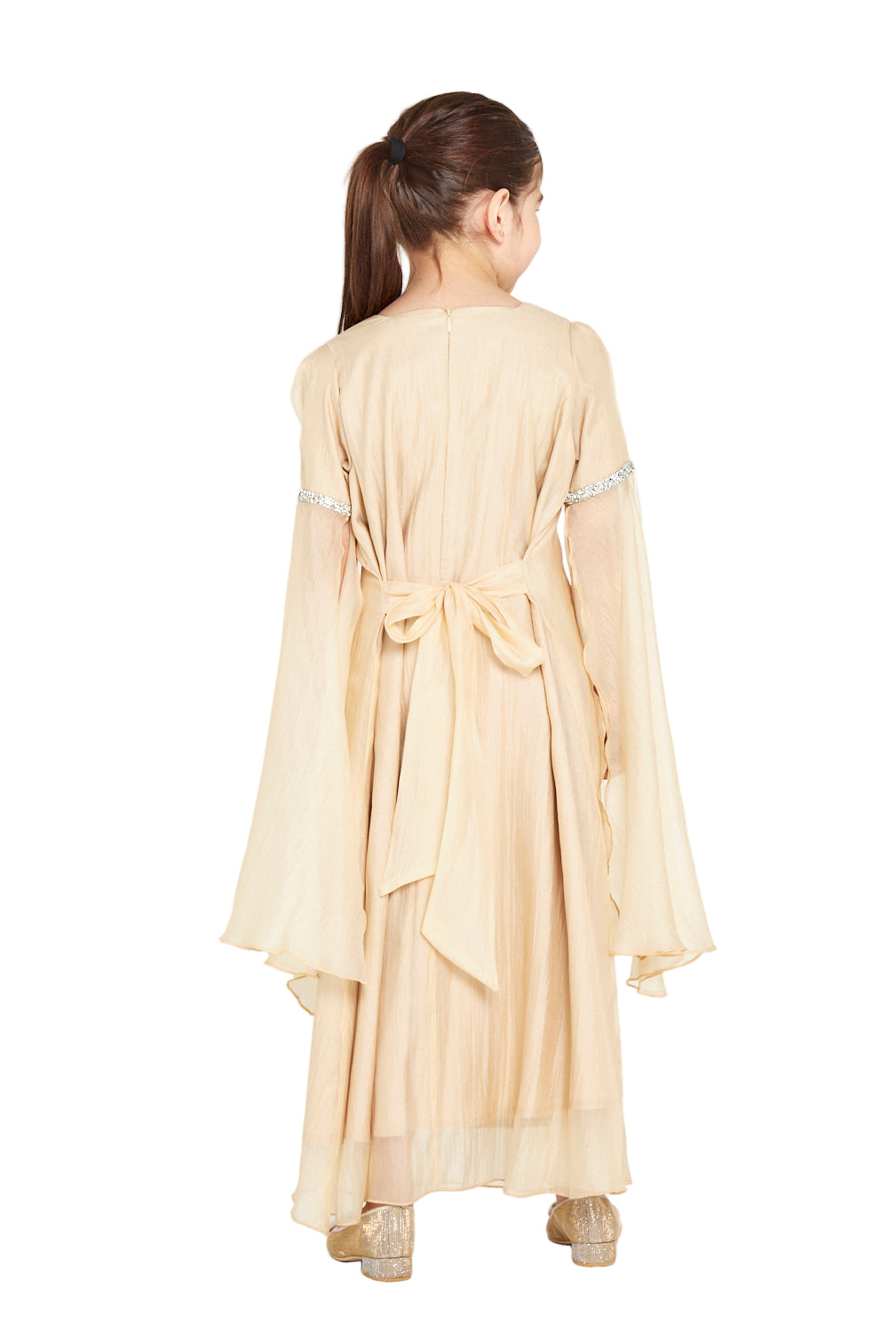 Flared Sleeve Golden Grace Gown