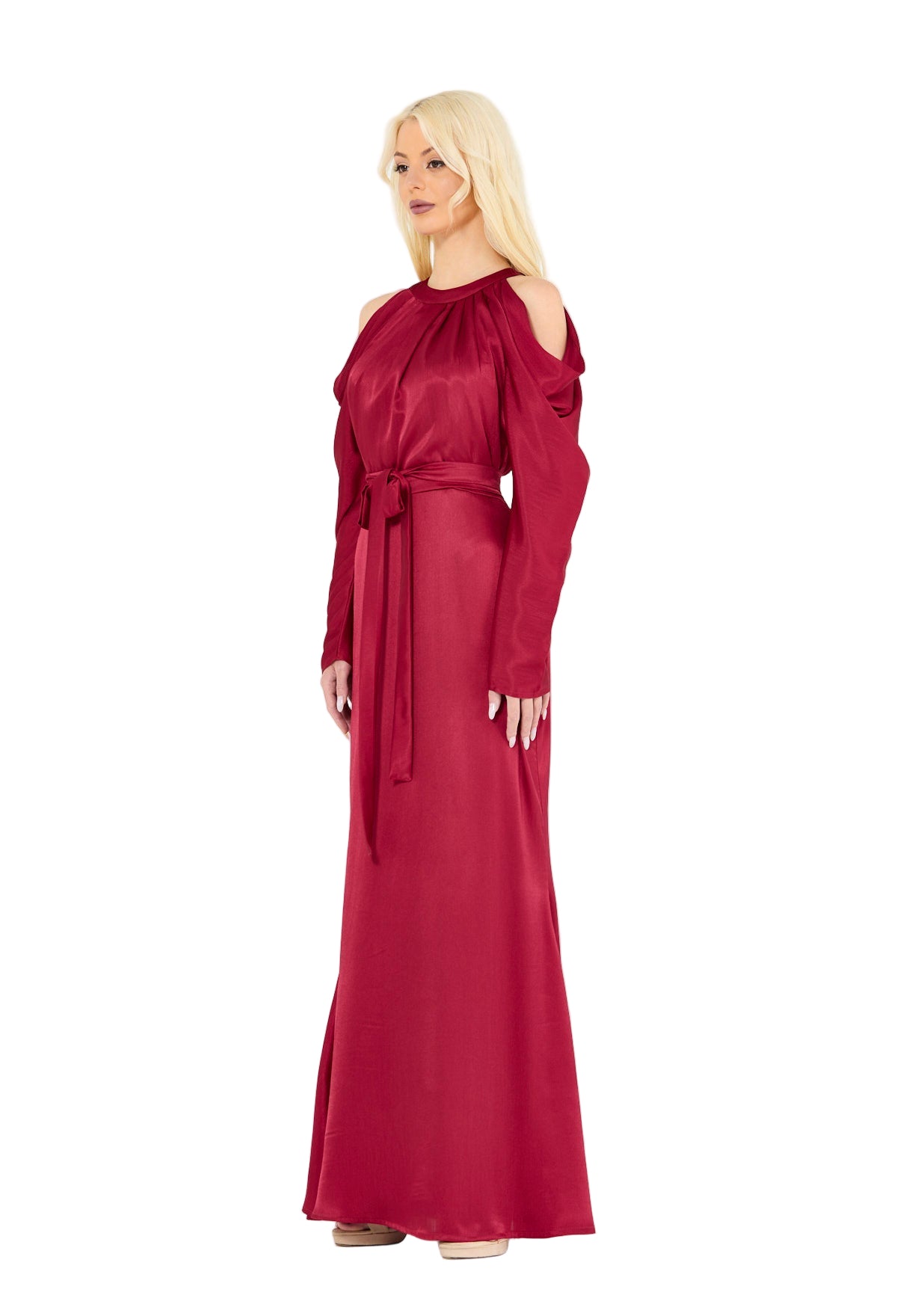 Statement Sleeves Cold-Shoulder Gown