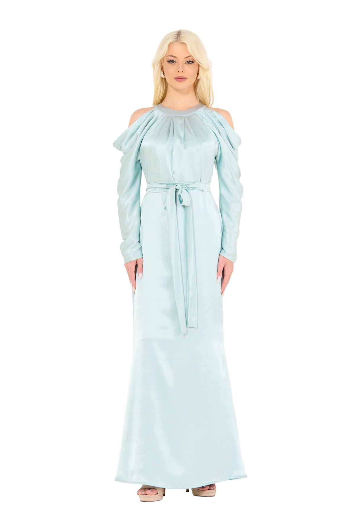 Statement Sleeves Cold-Shoulder Gown