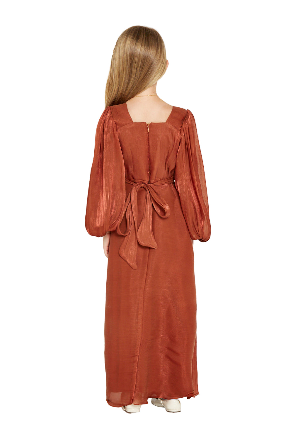 Draped Balloon Sleeves Gown