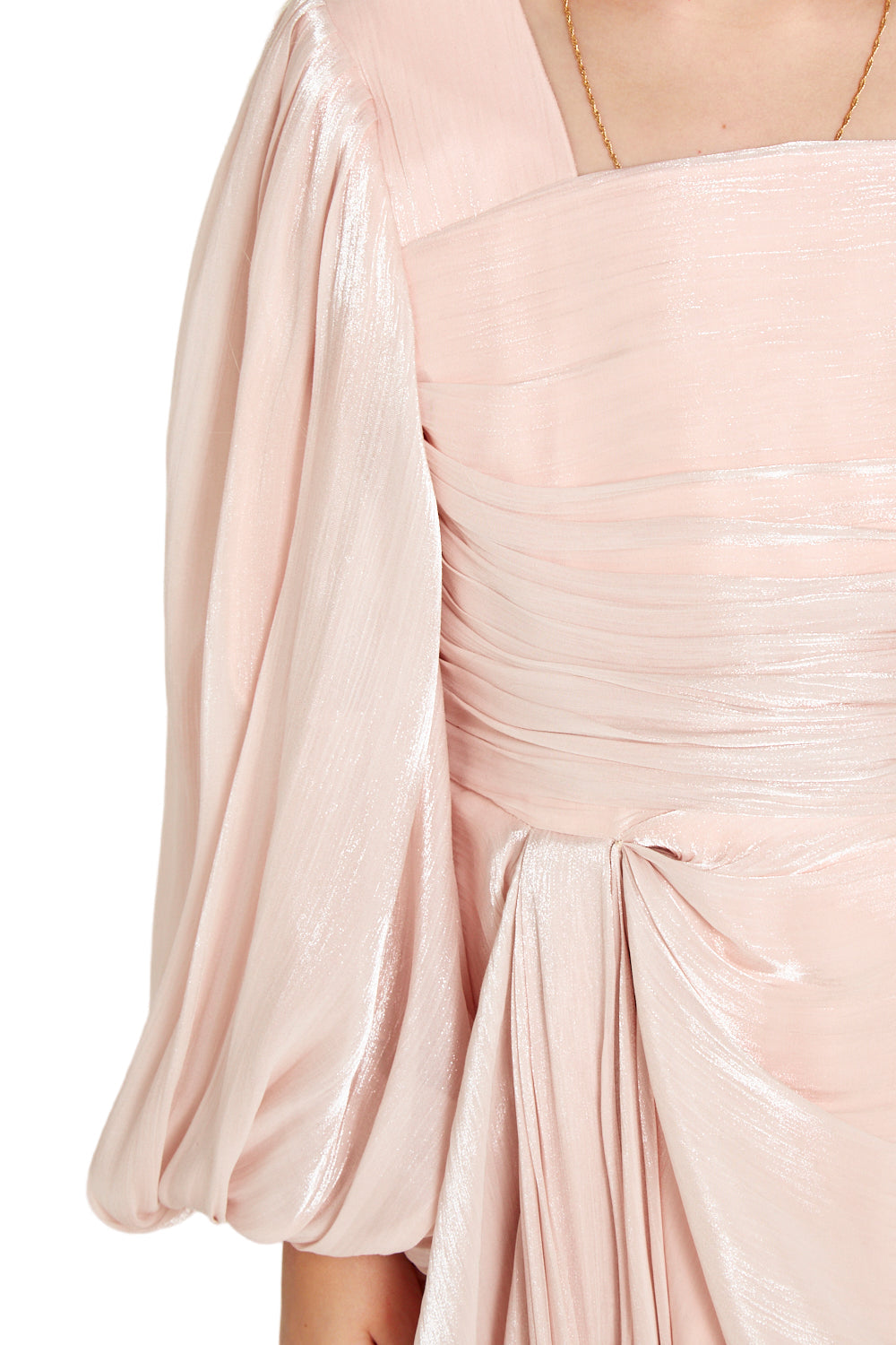 Draped Balloon Sleeves Gown