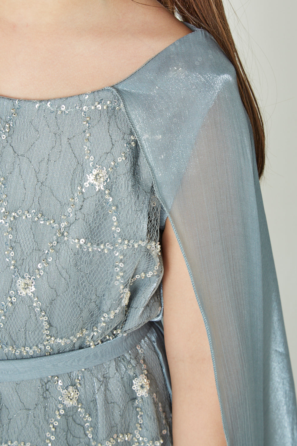 Embellished Cape Gown