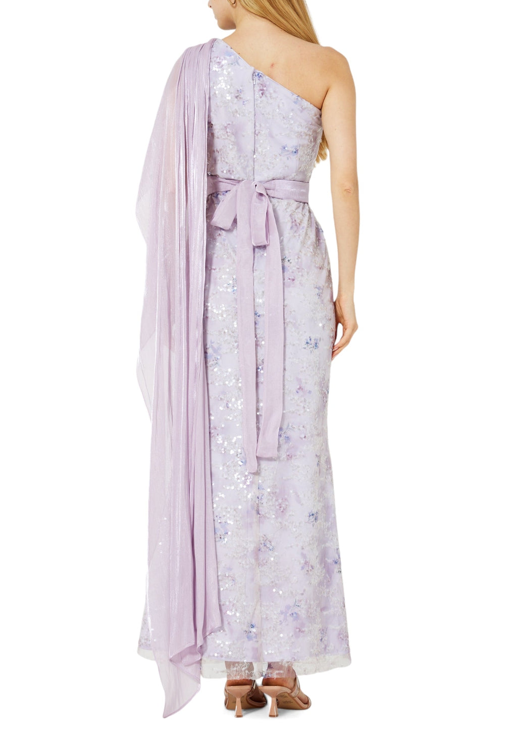 Stunning Sequins Mermaid Dress With Silk Drape On The Body And Sleeveless With One Shoulder Neckline