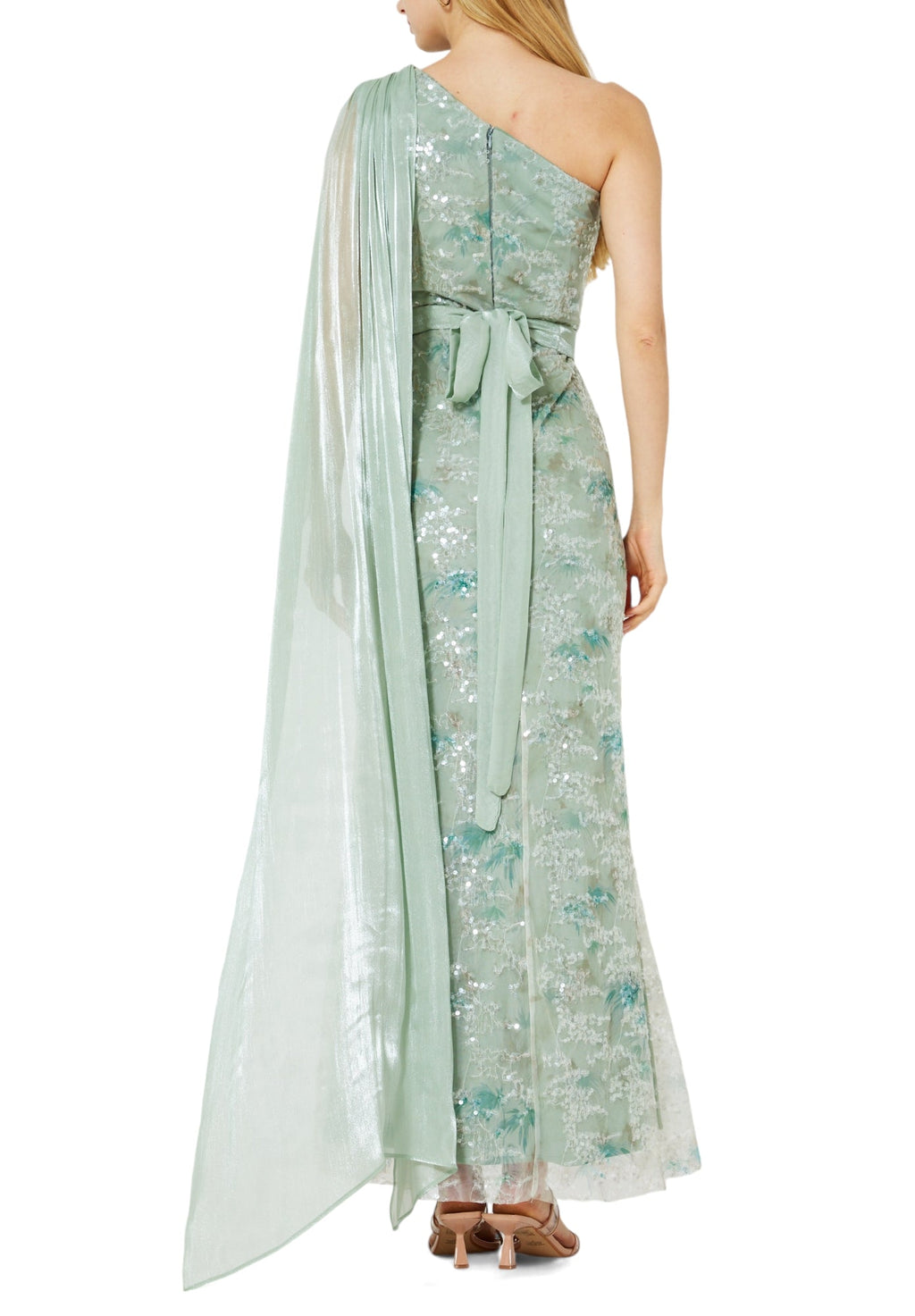 Stunning Sequins Mermaid Dress With Silk Drape On The Body And Sleeveless With One Shoulder Neckline