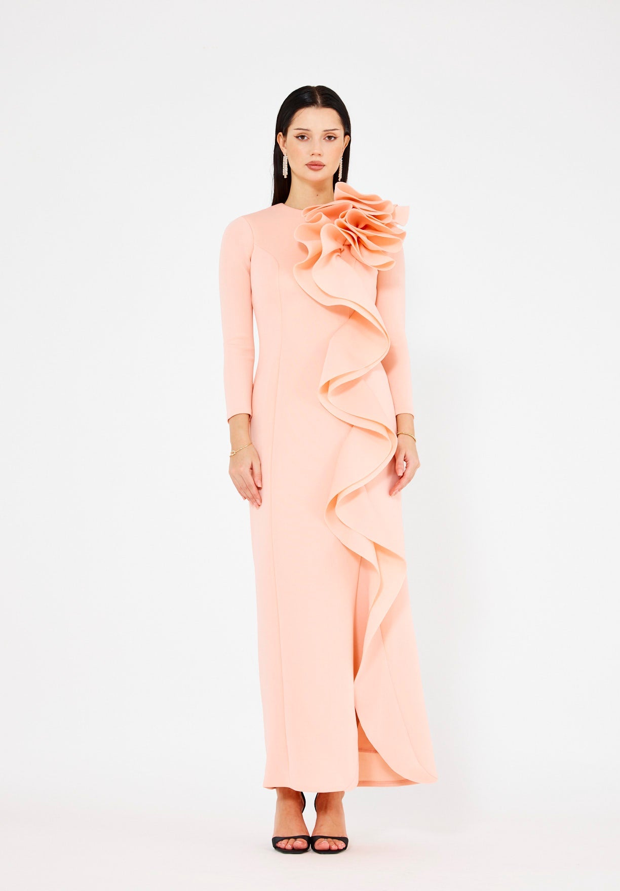 Sculpted Ruffle Gown