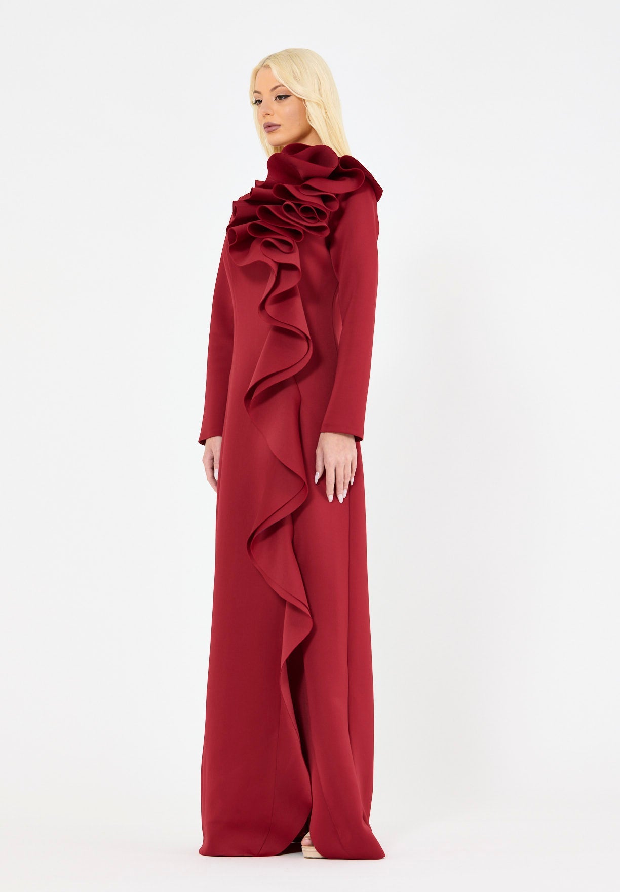 Sculpted Ruffle Gown