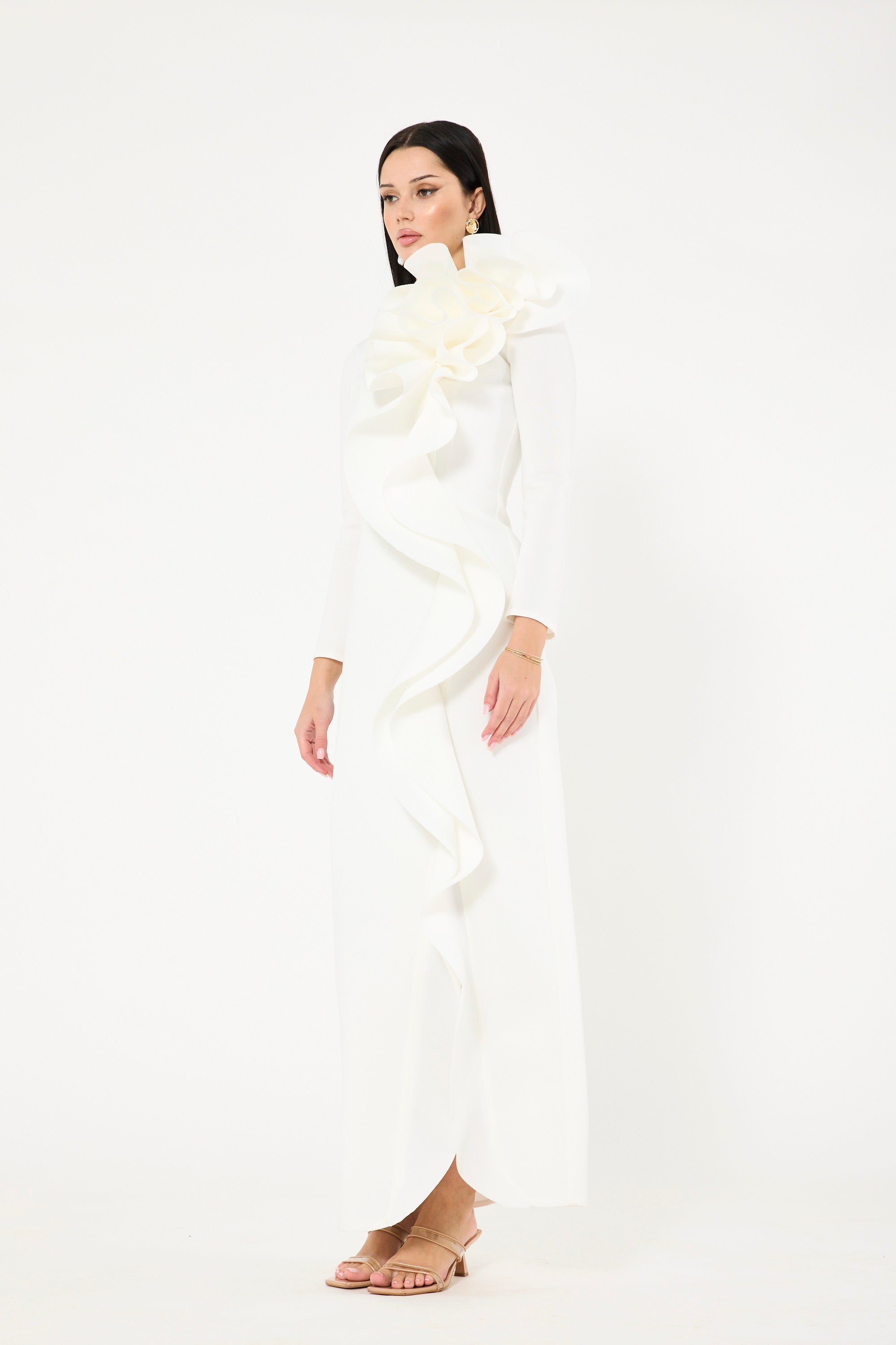 Sculpted Ruffle Gown