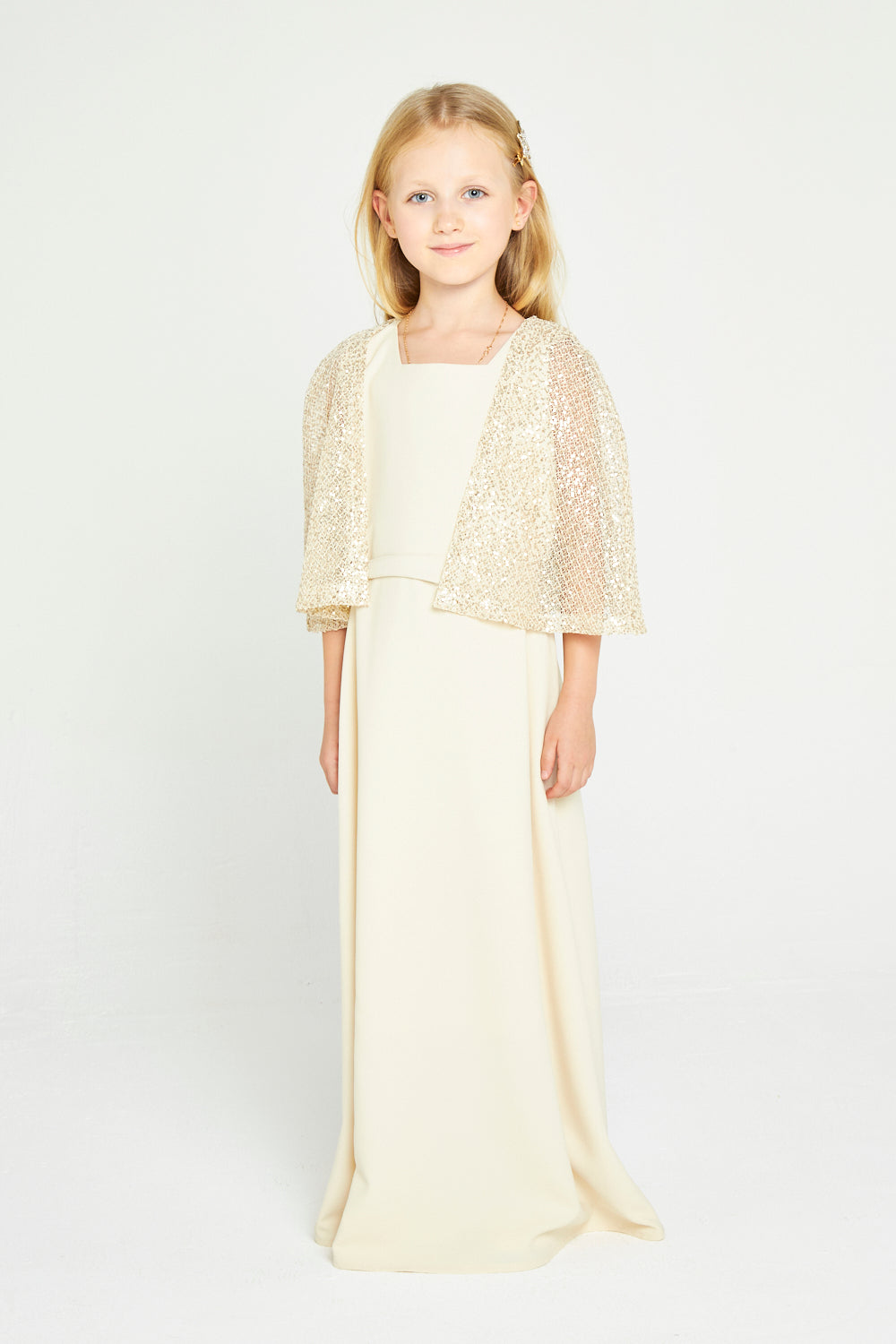 Embellished Cape Sleeve Dress